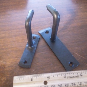 Mismatched pair of 2 in simple coat/pan hooks image 2