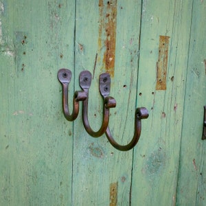 Hand Forged heavy duty J Hooks, thumbprint Hooks image 2