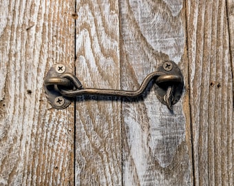 Hand Forged Hook and Eye Latch: Heavy Duty Wrought Iron Gate Lock