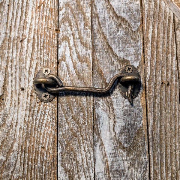 Hand Forged Hook and Eye Latch: Heavy Duty Wrought Iron Gate Lock