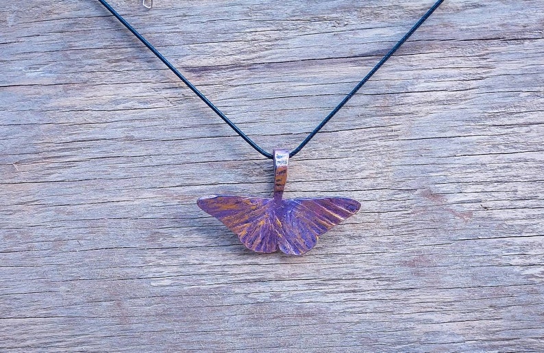 Hand forged moth pendant image 3