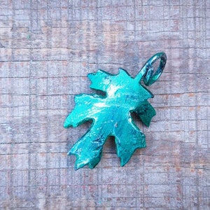 Hand forged iron oak leaf pendant image 4