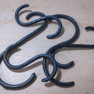 Bundle of five miscellaneous hand forged simple lightweight s hooks image 3