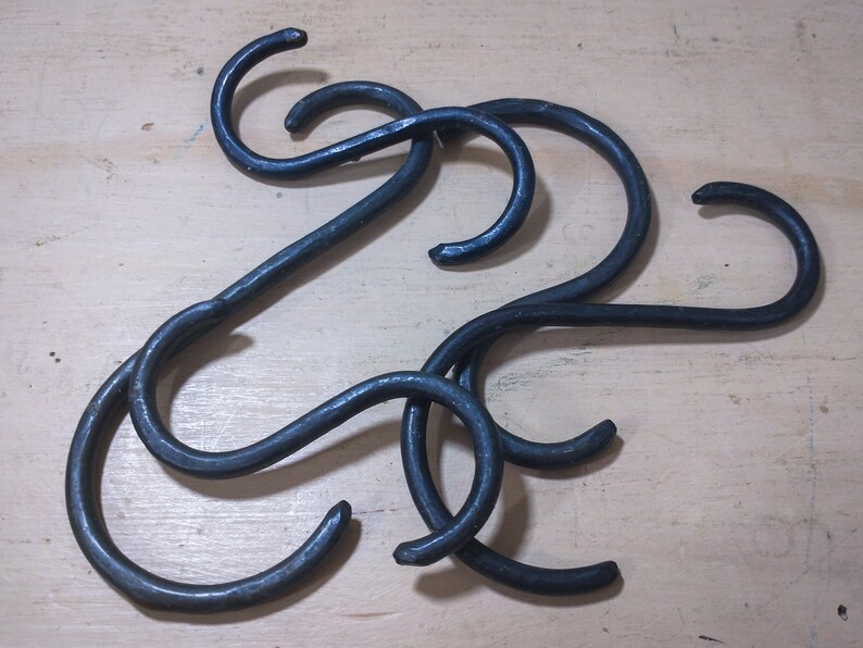 Bundle of five miscellaneous hand forged simple lightweight s hooks image 3