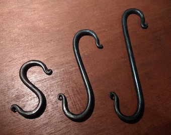 Hand Forged Pot Hooks, S Hooks