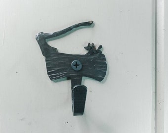 Hand forged railsplitter coat hook/key hook/axe hook