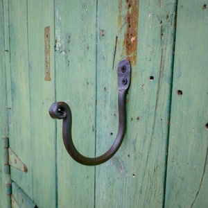 Hand Forged heavy duty J Hooks, thumbprint Hooks image 4