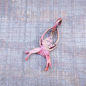 Hand forged orb spider pendant Autumn red