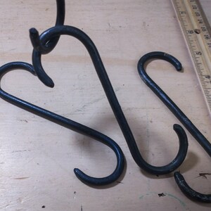 Bundle of four simple lightweight hand forged s hooks/pot hooks image 3