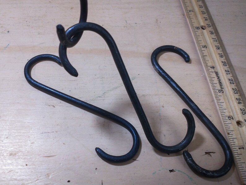 Bundle of four simple lightweight hand forged s hooks/pot hooks image 3