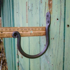 Hand Forged heavy duty J Hooks, thumbprint Hooks image 5