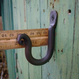 Hand Forged heavy duty J Hooks, thumbprint Hooks image 7