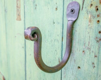 Hand Forged heavy duty J Hooks, thumbprint Hooks