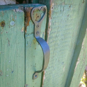 One of a kind hand Forged heart door pull image 1