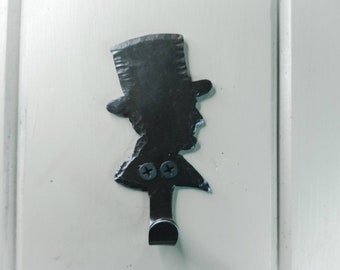 Hand forged Abraham Lincoln coat hook/key hook/ hat hook