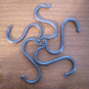 Bundle of five hand forged 2 and 3 inch s hooks/pot hooks image 3