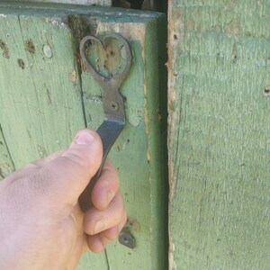 One of a kind hand Forged heart door pull 1 hole image 3