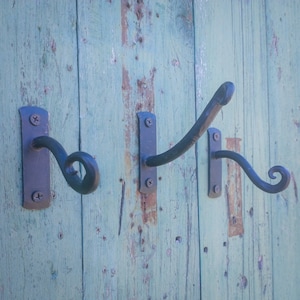 Set of three hand forged tentacle coat hooks image 1