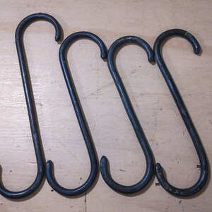 Bundle of four simple lightweight hand forged s hooks/pot hooks image 1