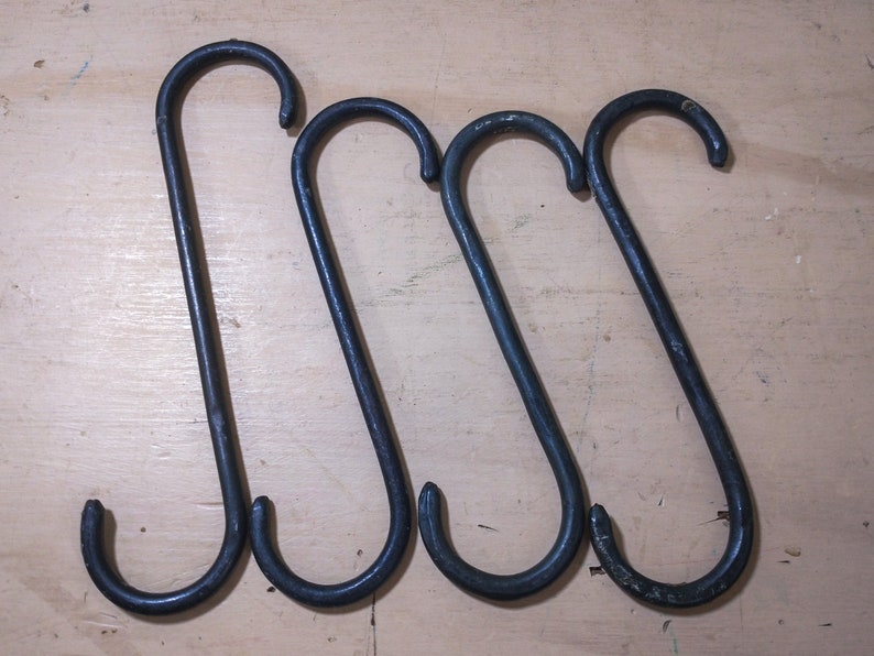 Bundle of four simple lightweight hand forged s hooks/pot hooks image 1