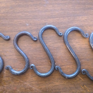 Bundle of five hand forged 2 and 3 inch s hooks/pot hooks image 2