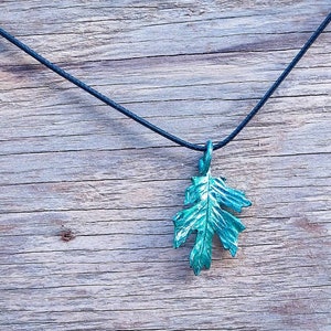 Hand forged iron oak leaf pendant image 3