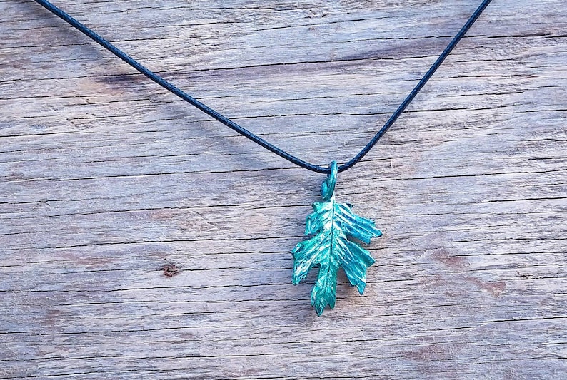 Hand forged iron oak leaf pendant image 3