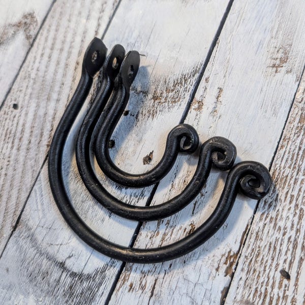 Hand Forged J Hooks, thumbprint Hooks