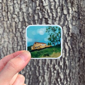 House on the Hill Illustrated Vinyl Sticker