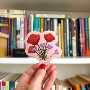 Poppies & Wildflowers Bouquet - Illustrierter Blumen-Vinyl-Aufkleber