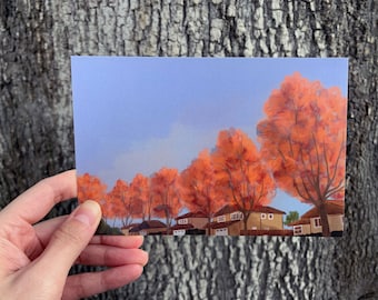 Autumn in the Neighborhood 4"x6" Postcard Art Print