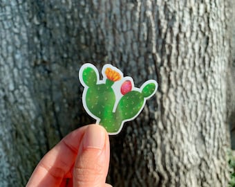 Prickly Pear Cactus Clear Vinyl Sticker