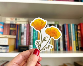 California Poppy Illustrated Vinyl Sticker