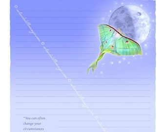 Luna Moth Digital Stationery, Moon Digital Stationery, Dragonfly Digital Stationery