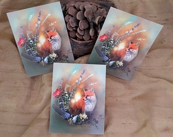 3 Fox Stickers - Fall Wreath Stickers - Flower Art Stickers - Magical Art Stickers - Fox Art Stickers