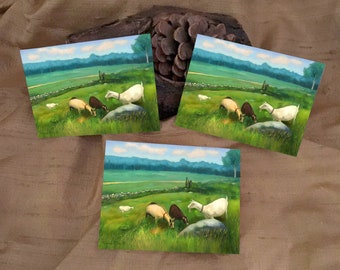 3 Goat Art Stickers, Goat Farm Stickers, Farm Art Stickers, Green Pasture Art