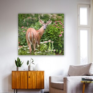 Buck Art Print, Deer Art, Summer Garden Print