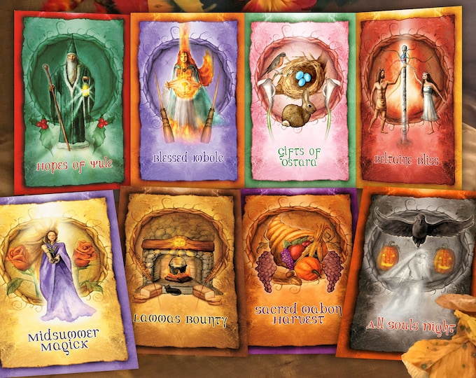 Featured listing image: Wheel of the Year Greeting Card Set, Sabbat Greeting Card Pack, Pagan Greeting Cards, High Holiday Greeting Cards