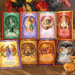 Set wenskaarten wiel van het jaar, sabbat-wenskaartenpakket, heidense wenskaarten, wenskaarten voor hoge feestdagen
