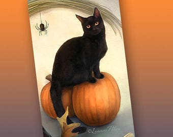 Black Cat Halloween Bookmark, Pumpkin Bookmark, Witchy Bookmark, Samhain Bookmark