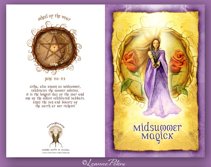 Featured listing image: Midsummer Greeting Card, Litha Card, Low Holiday Card, Summer Solstice Sabbat Card