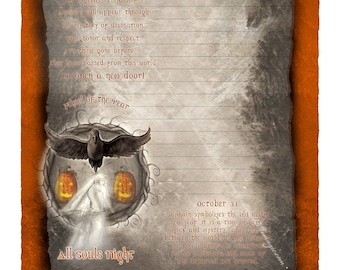 Samhain Digital Stationery, Sabbat Stationery, High Holiday Art, Halloween Art