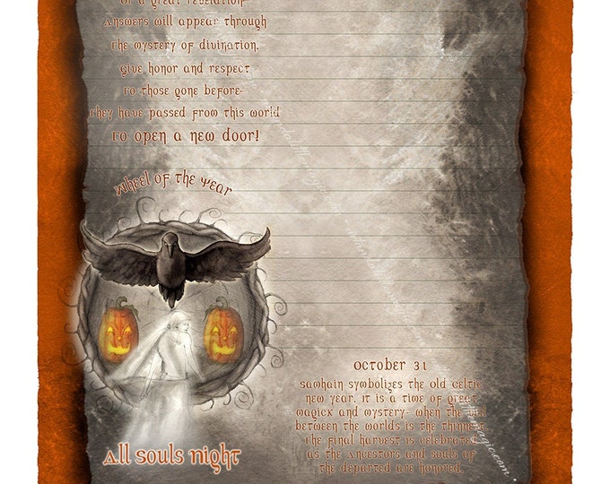 Featured listing image: Samhain Digital Stationery, Sabbat Stationery, High Holiday Art, Halloween Art