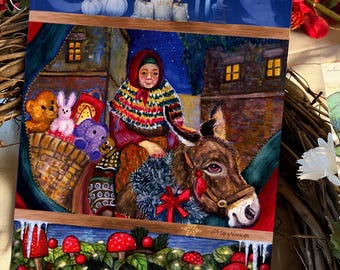Italian Witch Yule Animal Stationery Art Kit, Strega Yule Art Folder, Bookmarks, Stickers