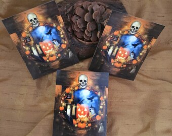 Halloween Stickers, Skull Stickers, Witchy Pumpkin Stickers, Samhain Stickers