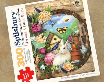 300 Piece Spring Rabbit Puzzle, Easter Bunny Puzzle, Gardening Puzzle, Birdhouse Puzzle