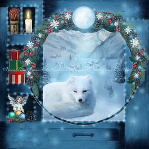 White Fox Art Print, Christmas Art Print, Magic Cabinet Art Print, Winter Scene Art