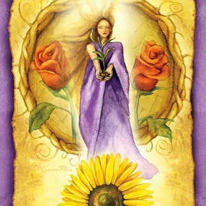 Postal de Litha, Postal de solsticio de verano, Postal de jardinería de verano, Tarjeta artística de girasol