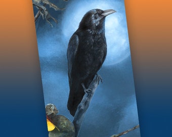 Raven Moon Bookmark, Halloween Bookmark, Witchy Bookmark, Wiccan Bookmark