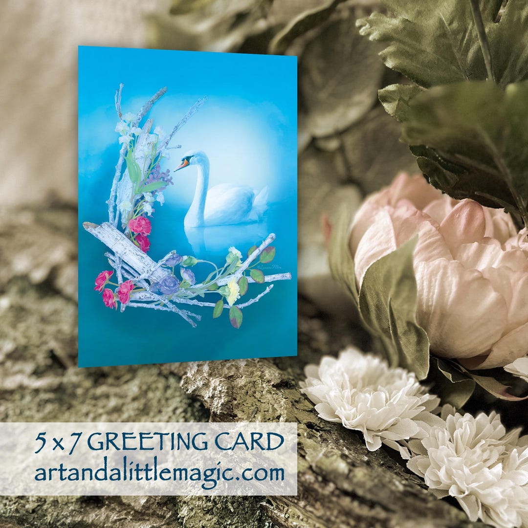 Greeting Card - Swan Card - Nature Themed Card - Swan Greeting Card ...